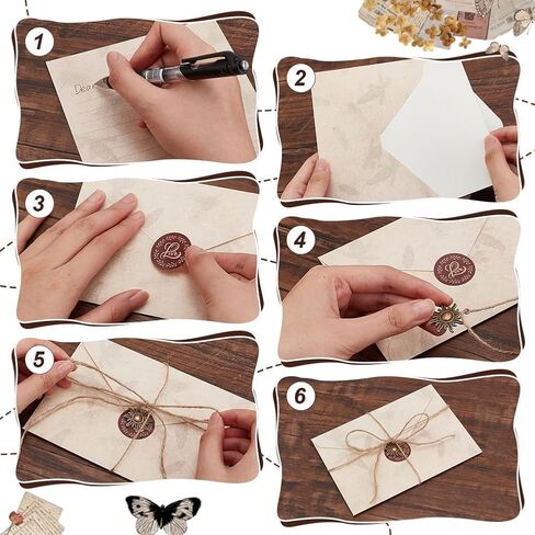 FINGERINSPIRE 121 Pcs Letter and Envelopes Set Antique Charms Writing Stationery Set Includes 48 Antique Letter Papers 24 Envelopes 24 Retro Tibetan Alloy Pendants 24 Plastic Stickers 1 Jute Cord in Saudi Arabia