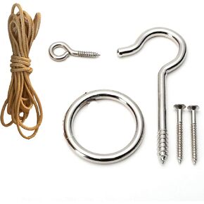 Hook and Ring Game,Ring Toss Game for Adults, Ring Toss Game DIY Kit Stainless Steel Hardware and Ring Toss,Hook Game Indoor Outdoor Games & Activities,Ring Game on A String