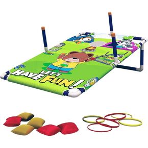 2 in 1 Bean Bag Toss Game for Kids|Ring Toss/Kids Cornhole Game Set with Bags|Fun Outdoor Games & Play Toys for Backyard Games, Beach and Yard Games for Kids