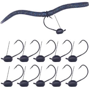 Weedless-Wacky-Rig-Hooks-Weedless-Jig-Head Worm Weights Hook for Bass Fishing 10 Pack
