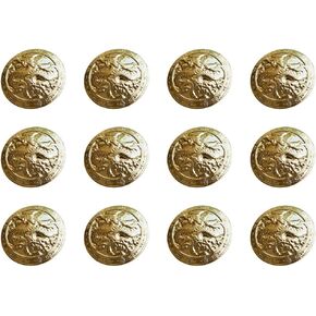 RECHERE 12 PCS Chinese Dragon Pattern Metal Shank Buttons Craft for DIYS Sewing Embellishment (Gold,23mm)