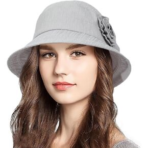 Women's Foldable Floral Bucket Hat Wide Brim Derby Church Wedding Fascinators Cloche Bowler Sun Hat
