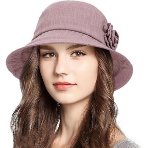 Women's Foldable Floral Bucket Hat Wide Brim Derby Church Wedding Fascinators Cloche Bowler Sun Hat
