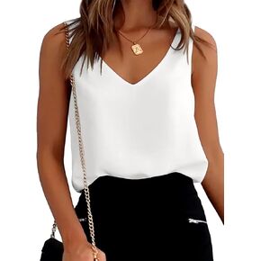 Y YOLITEE Womens Silk Satin Tank Top V Neck Sleeveless Camisole Shirts S-XXL