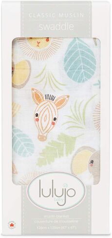 lulujo Baby Swaddle Blanket| Unisex Softest 100% Cotton Muslin Swaddle Blanket| Neutral Receiving Blanket for Girls & Boys | 47in x 47in Jungle in Saudi Arabia
