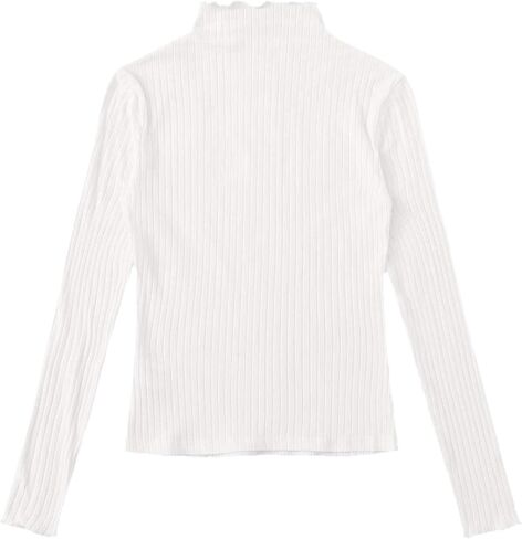 تي شيرت SweatyRocks نسائي كاجوال برقبة عالية وأكمام طويلة مضلع بقصة ضيقة ومخططة ومطاطة in Kuwait