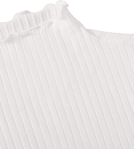 تي شيرت SweatyRocks نسائي كاجوال برقبة عالية وأكمام طويلة مضلع بقصة ضيقة ومخططة ومطاطة in Kuwait