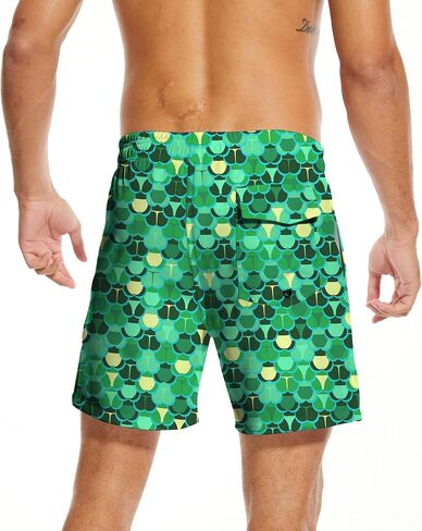 Tasneem Mens Swim Trunks with Compression Liner Swim Shorts 5 Inch Inseam Quick Dry Mens Bathing Suit in Kuwait