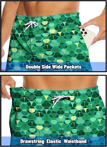 Tasneem Mens Swim Trunks with Compression Liner Swim Shorts 5 Inch Inseam Quick Dry Mens Bathing Suit in Kuwait
