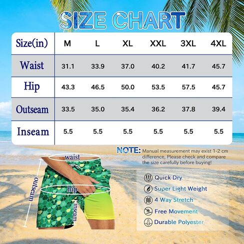 Tasneem Mens Swim Trunks with Compression Liner Swim Shorts 5 Inch Inseam Quick Dry Mens Bathing Suit in Kuwait