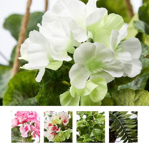 زهور صناعية من بيور جاردن، زهور إبرة الراعي البيضاء، مجموعة زهور طبيعية ونابضة بالحياة مع سلة للمنزل أو المكتب in Kuwait