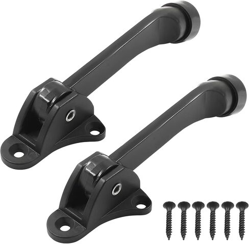 Door Stoppers Kickdown Door Stops Set of 2 - Heavy Duty Doorstops for Bottom of Door - 4 Inch Black Easy Kick Down Floor Door Stoppers with Adjustable Release in Saudi Arabia