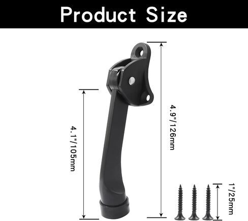 Door Stoppers Kickdown Door Stops Set of 2 - Heavy Duty Doorstops for Bottom of Door - 4 Inch Black Easy Kick Down Floor Door Stoppers with Adjustable Release in Saudi Arabia