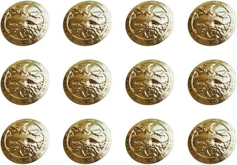 RECHERE 12 PCS Chinese Dragon Pattern Metal Shank Buttons Craft for DIYS Sewing Embellishment (Gold,23mm) in Kuwait