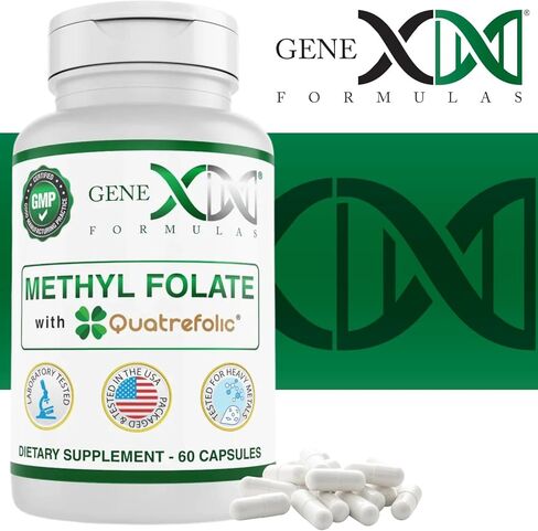 جينكس ميثيل فولات مع Quatrefolic® 1360 ميكروجرام DFE (60 كبسولة) شكل نشط حيويًا من حمض الفوليك - 5-ميثيل تتراهيدروفولات | نباتي، خالي من الغلوتين، غير معدّل وراثيًا (كمية تكفي لمدة 60 يومًا) in Kuwait