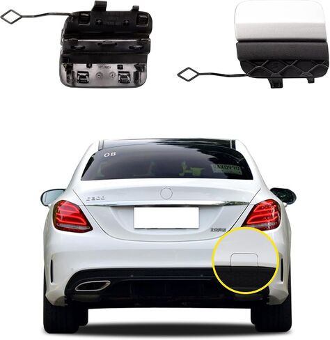 غطاء خطاف سحب المصد الخلفي للسيارة متوافق مع Sports Mercedes Benz C-Class W205 C300 C400 C43AMG 2015 2016 2017 2018 غطاء غطاء المقطورة 2058850256 2058850824 2058851224 غطاء عين سحب صغير in Kuwait