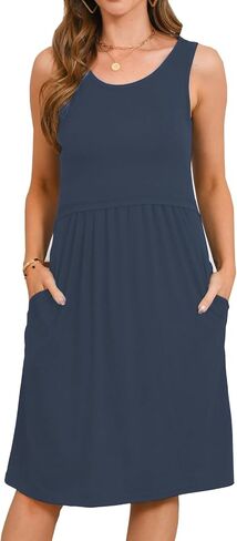 Bearsland Women's Sleeveless Maternity Dress Nursing Breastfeeding Dresses with Pockets in Kuwait