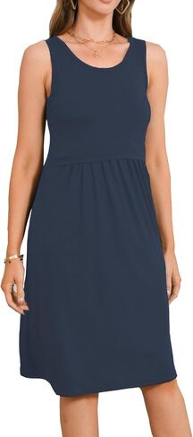 Bearsland Women's Sleeveless Maternity Dress Nursing Breastfeeding Dresses with Pockets in Kuwait