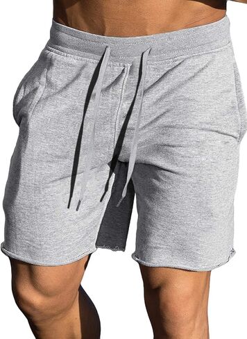 Ouber Men's 7'' Gym Workout Sweat Shorts Bodybuilding Running Training Jogging Shorts in Kuwait