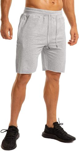 Ouber Men's 7'' Gym Workout Sweat Shorts Bodybuilding Running Training Jogging Shorts in Kuwait