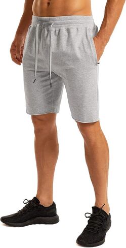 Ouber Men's 7'' Gym Workout Sweat Shorts Bodybuilding Running Training Jogging Shorts in Kuwait