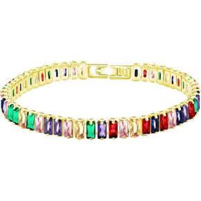 Uloveido 2.5 * 6mm Cubic Zirconia Baguette Tennis Bracelets for Women | Classic Emerald Cut Faux Diamond Eternity Bracelet Size 6.5-7.5 Inch