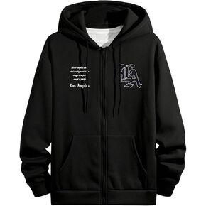 GORGLITTER Men's Color Block Long Sleeve Zip Up Hoodie Cartoon Graphic Drawstring Hooded Sweatshirt Tops