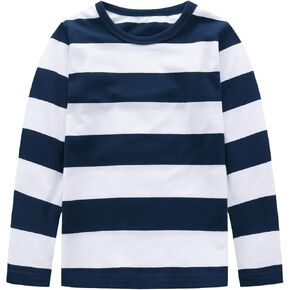 Boys Rainbow Striped Shirts for Kids Cotton Long Sleeve T-Shirts O-Neck Tops