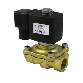 AceCrew Brass Electric Solenoid Valve Viton 1/2 inch NPT 24VDC Normally Closed - flow control valve for fluid, gas, air