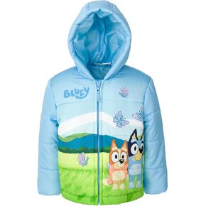 Bluey Bingo Girls Zip Up Winter Coat Puffer Jacket Toddler to Little Kid