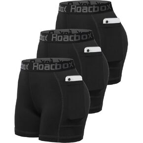 Roadbox 5'' Women's Volleyball Compression Shorts with Pockets, 1/3 Pack Spandex Workout Athletic Shorts for Running Gym Yoga