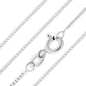 aeon Jewellery 925 Sterling Silver Necklace - 1mm Diamond Cut Curb Chain Necklace | Choose from 16" -30" Chain | For Layered Looks, Gifts or Pendant Replacements | With Polishing Cloth & Pouch Bag