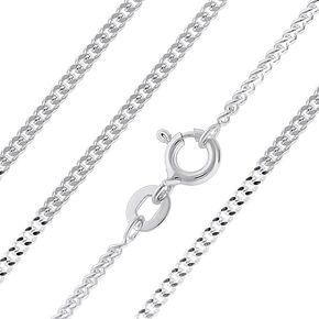 aeon Jewellery 925 Sterling Silver Necklace - 1mm Diamond Cut Curb Chain Necklace | Choose from 16" -30" Chain | For Layered Looks, Gifts or Pendant Replacements | With Polishing Cloth & Pouch Bag