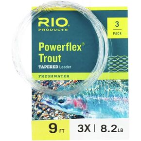 RIO Products Powerflex Trout 9ft Leader, Freshwater Tapered Fly Line, 3 Pack