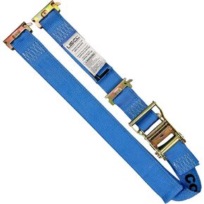 US Cargo Control Double-Fitted E Track Ratchet Straps (4 Pack), 2 Inch x 20 Foot Heavy Duty Blue E-Track Straps with 3 Spring E-Fitting Tie Down, 1,467 lbs. Working Load Limit, Logistic Ratchet Straps