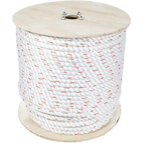 Poly Dacron Rope (1/4 Inch, 100 Feet) Twisted 3 Strand Line - Marine, Commercial, Arborist, DIY Projects