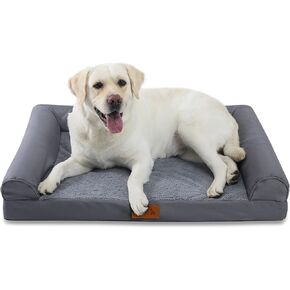 JEMA Orthopedic Dog Bed, Large, Flannel, Egg Crate, Washable Removable Cover, Waterproof, Non-Slip Bottom, for Household Pets up to 75 lbs