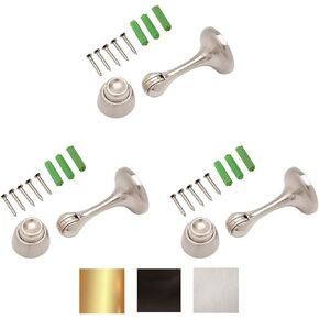 Magnetic Door Stop 3in. Catch Protects and Holds Premium-Grade (3-Pack, Oil-Rubbed Bronze)