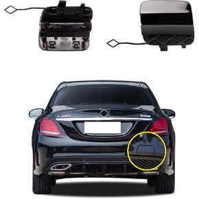 غطاء خطاف سحب المصد الخلفي للسيارة متوافق مع Sports Mercedes Benz C-Class W205 C300 C400 C43AMG 2015 2016 2017 2018 غطاء غطاء المقطورة 2058850256 2058850824 2058851224 غطاء عين سحب صغير