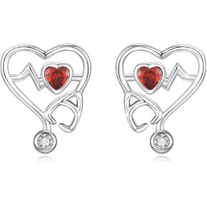 TRISHULA Stethoscope Earrings 925 Sterling Silver Nurse Stud Earrings Nursing Themed Earrings Nurse Jewelry Gifts for Women Nurse