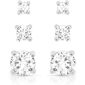 Montana Silversmiths Western Lifestyle Inspired Post/Stud Earrings (Shine Bright Triple Crystal)