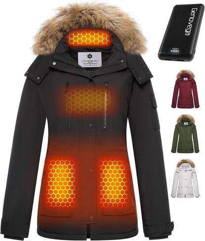 Graphene Heated Jacket for Women with Battery Pack 16000mAh Waterproof Windproof in Kuwait