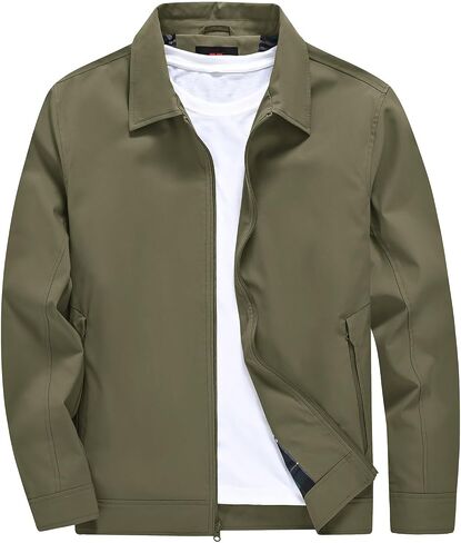 YSENTO Men's Light Jackets Lightweight Bomber Jackets Collared Work Golf Windbreakers with Zip Pockets in Kuwait