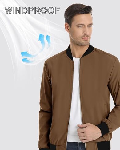 سترات Boladeci الرجالية منفوخة خفيفة الوزن بتصميم غير رسمي سترة واقية مقاومة للماء بسحّاب كامل سترات للربيع والصيف والخريف in Kuwait