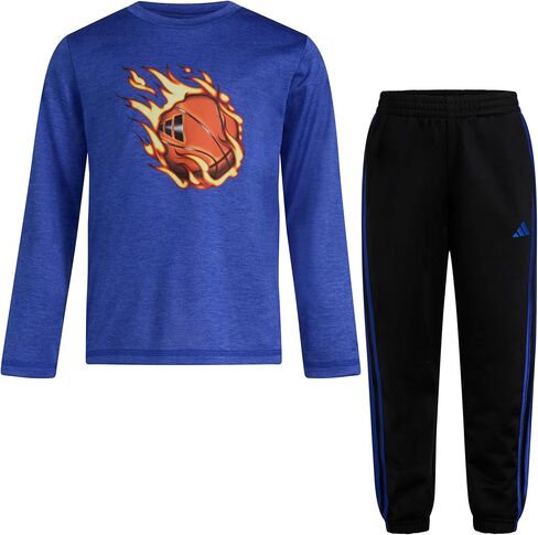 adidas Boys 2-piece Long Sleeve Poly Mélange Tee and Joggers Set in Kuwait