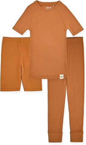 Sleep On It 4 Piece Rib Knit Pajama Sets for Boys and Girls - 100% Organic Cotton Soft and Comfortable Kids Sleepwear in Saudi Arabia