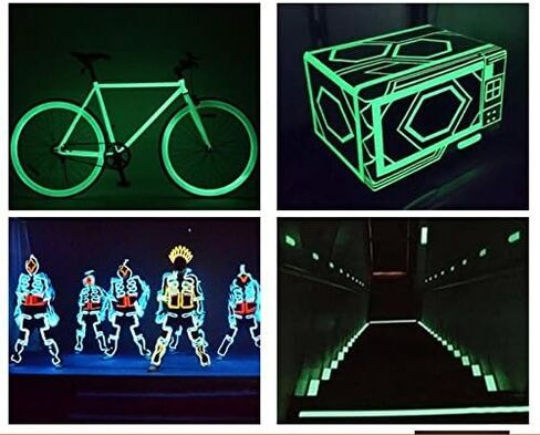 Glow in the Dark Tape - 33 FT X 0.5 Inch Luminous Photoluminescent / Luminescent Emergency Roll Safety Egress Markers Stairs, Walls, Exit Sign, Steps. Glowing Pro Theatre Stage Floor (33 ft X0.5 inch) in Kuwait