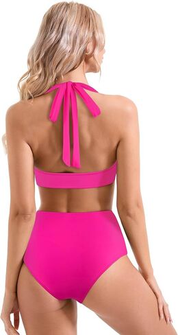 SUUKSESS Women Sexy High Waist Bikini Sets Mesh Tummy Control 2 Piece Swimsuits in Kuwait