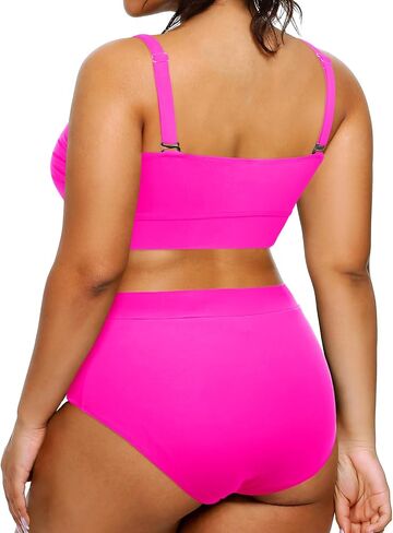 Tempt Me Women Plus Size High Waisted Bikini Bandeau Two Piece Swimsuit in Kuwait