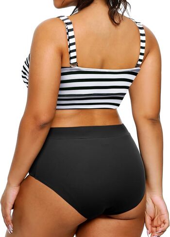 Tempt Me Women Plus Size High Waisted Bikini Bandeau Two Piece Swimsuit in Saudi Arabia